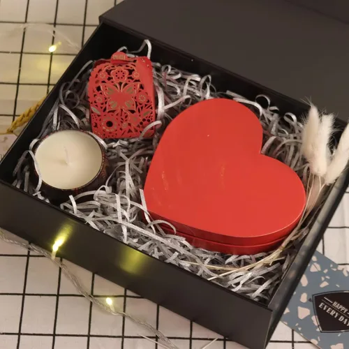 Vista 4 de Cajas de regalo negras con tapas, paquete de 3, caja de regalo mediana de Negro