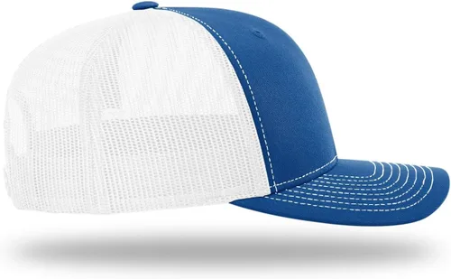 Vista 4 de Richardson 112 Gorra de Camionero - Gorra Snapback Ajustable Premium - Gorras Richardson en Blanco de Seis Paneles Estructurados Azul rey/blanco