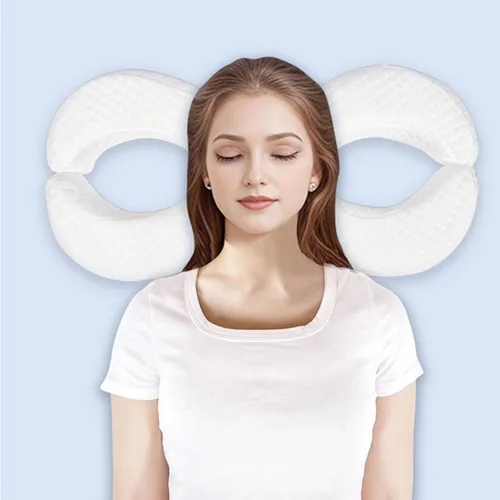 Vista 5 de Almohada para dormir de lado, almohada de cara para dormir lateral, almohada doble C hueca de espuma viscoelástica suave extraíble para personas que