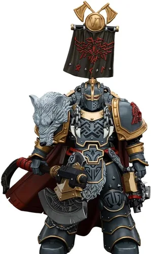 Vista 3 de JOYTOY Figuras de acción 1/18 Lobos Espaciales Legión Pretor con hacha de poder y escudo de combate 4.8 pulgadas, colección 30K, modelo de regalos