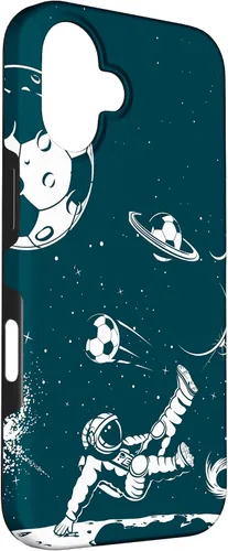 Vista 3 de Funda para iPhone 16 para teléfono de fútbol, amante del fútbol, jugador de fútbol espacial, funda de astronauta