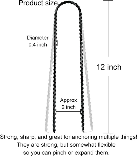 Vista 2 de Estacas de viento para trampolín de 12 pulgadas, anclajes resistentes en forma de U Kits de anclaje de amarre para cama elástica resistente