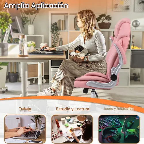 Vista 8 de Sillas de oficina ejecutivas ergonómicas con soporte lumbar ajustable, silla de gestión mecedora de 90-120°, sillas de escritorio giratorias