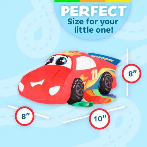 Vista 7 de Buckle Toys - Bullet Racecar - Desarrolla habilidades motoras finas - Juguetes de actividad de aprendizaje sensorial - Esencial de viaje en avión