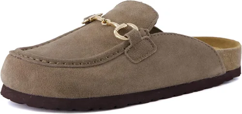 Vista 9 de CUSHIONAIRE Zuecos de gamuza Cliff para mujer Musgo