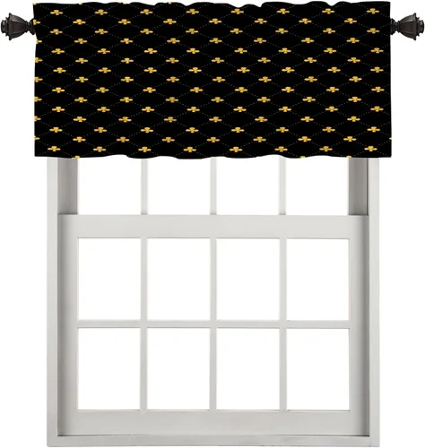 Vista 71 de Cortinas opacas de poliéster multicapa para cafetería, con diseño de diamantes, 2 unidades, 26 x 24 pulgadas