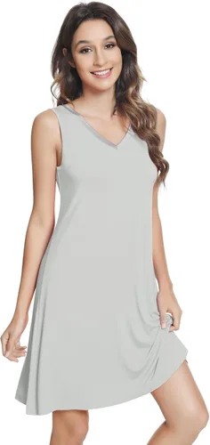 Vista 9 de NACHILA Nightgowns for Women-Viscose Made from Bamboo V Neck Nightshirts Verde Aqua