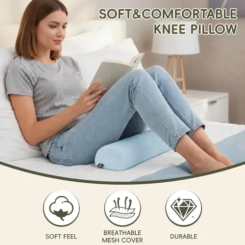 Vista 3 de Almohada de rodilla para dormir de espalda, almohada de espuma viscoelástica para media luna, almohada de pierna para tobillo y pie debajo