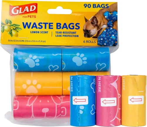 Vista 12 de Bolsas perfumadas para residuos de Glad para mascotas, bolsas de recogida de caca de mascotas resistentes a roturas con protección contra fugas