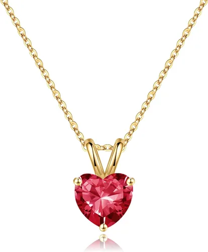 Vista 30 de SMILEST Dainty Heart Birthstone Necklace for Women, 925 Sterling Silver 01-enero-granate rojo
