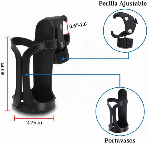 Vista 2 de Boaton Portavasos para riel de barco marino, sin perforación, soporte para bebida para cubierta superior o poste de Bimini, accesorios para barco