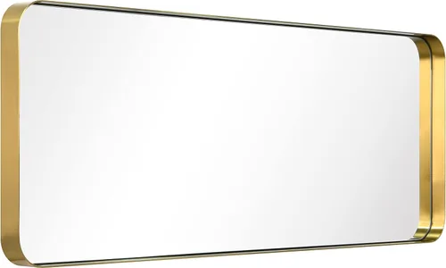 Vista 9 de Empire Art Direct Espejo de pared rectangular de acero inoxidable dorado ultra cepillado, espejo para baño, dormitorio, sala de estar, listo