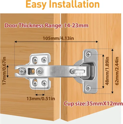 Vista 2 de TamBee Bisagras de gabinete de esquina, bisagras de puerta Lazy Susan de 135° – Ajuste 3D de 1.92 pulgadas para cocina de esquina, bisagras