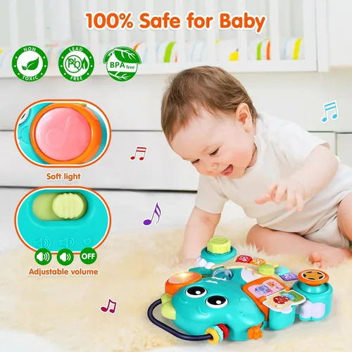 Vista 5 de WITALENT Juguetes para bebés de 6 a 12 meses, piano de dinosaurio, música, juguetes iluminados para niños de 1 año, juguetes infantiles para 7, 8