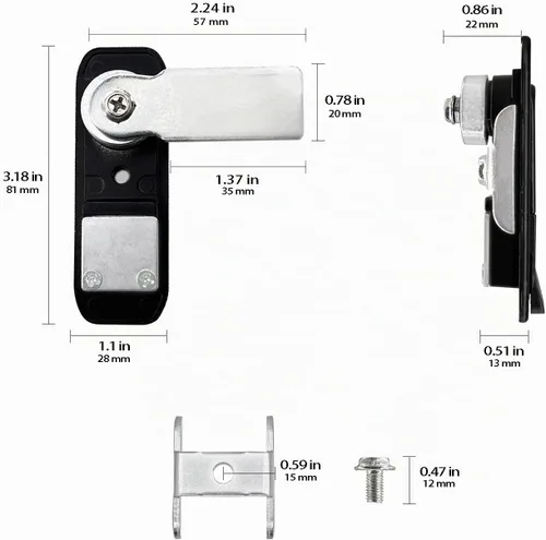 Vista 5 de Cerradura emergente de panel de gabinete eléctrico con botón para puerta, color negro con llaves (negro, llaves)