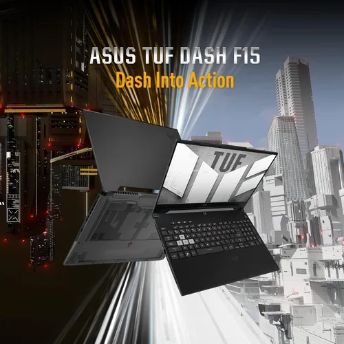 Vista 3 de ASUS TUF Dash 15 (2022) Laptop para juegos, pantalla FHD de 15.6 pulgadas 144Hz, Intel Core i5 12450H, GeForce RTX 3050 Ti, 8 GB DDR5, 512 GB PCIe