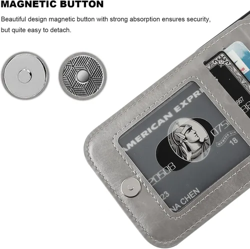 Vista 55 de KIHUWEY - Funda tipo cartera compatible con iPhone 15 con soporte para tarjetas de crédito, cierre magnético, soporte de cuero premium, cubierta