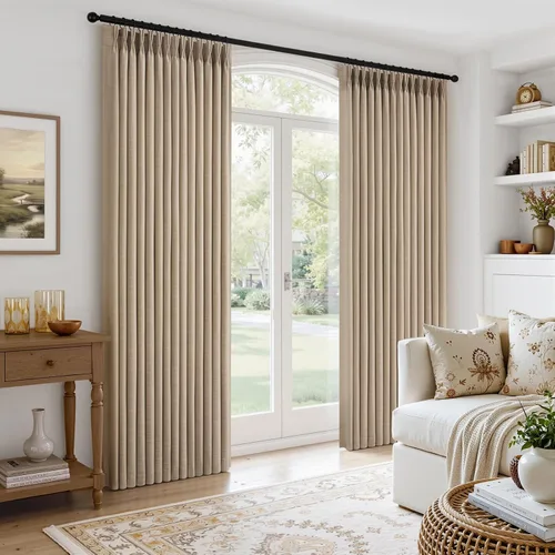Vista 20 de Topfinel - Cortinas opacas plisadas de 96 pulgadas para dormitorio, 2 paneles Natural