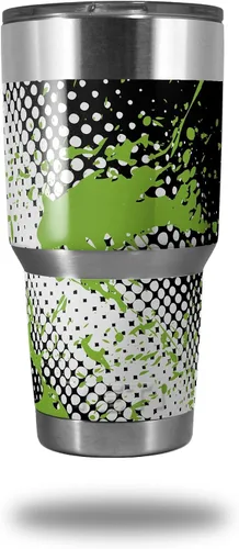 Vista 5 de Vinilo Wrap para Yeti Rambler vaso – 30 oz Halftone Splatter, rosado, azul (Blue Hot Pink)