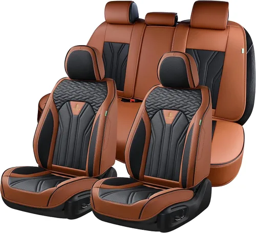 Vista 23 de FLORICH Fundas de asiento para automóviles, fundas de asiento impermeables, fundas de asiento de cuero para automóvil, paquete de 2, protector