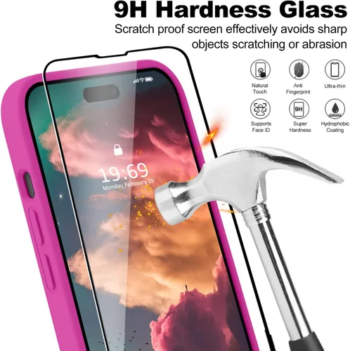 Vista 5 de Vooii Funda magnética compatible con iPhone 14 Pro, protector de pantalla 9H, protector de cámara, forro de microfibra suave, funda de silicona