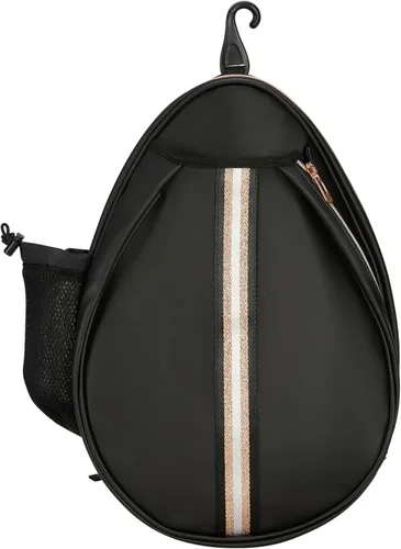 Vista 2 de Mochila de Tenis Cruzada de un Hombro de PU Blanco para Niñas, Bolsa de Tenis, Bolsa Bandolera para Raqueta de Tenis para Mujeres, con Portabotellas