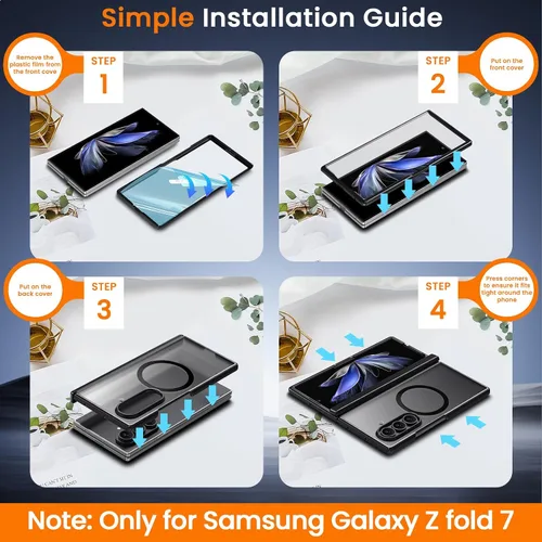 Vista 8 de WRJ Funda magnética para Samsung Galaxy Z Fold 7, [protector de pantalla integrado] [compatible con Magsafe], protección de bisagra de cuerpo