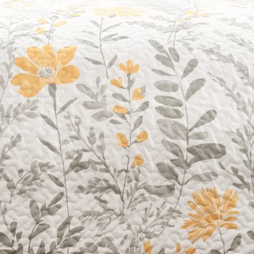 Vista 4 de LUSH DECOR - Juego de ropa de cama reversible, 3 piezas, diseño de hojas, color gris tamaño King Amarillo y gris