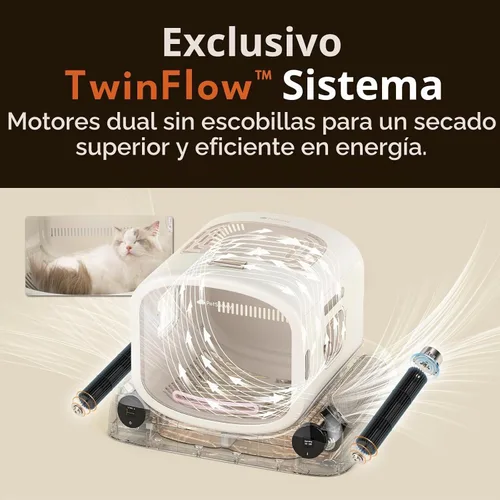 Vista 2 de PetSnowy Caja secadora para mascotas, diseño modular seguro, gran espacio de 80 litros, control inteligente de temperatura y aplicación, flujo