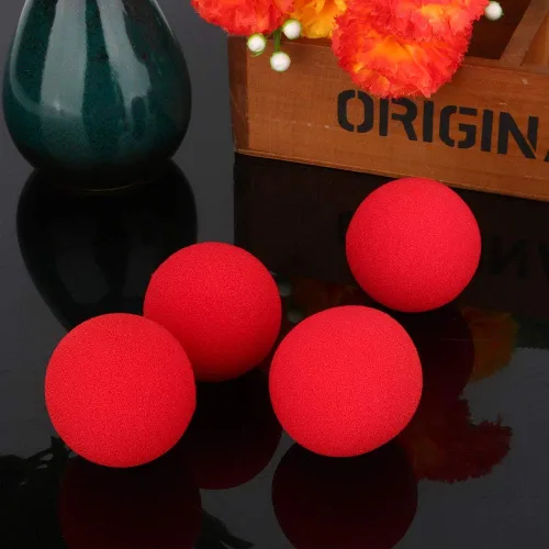 Vista 4 de Oumefar Juego de bolas mágicas mágicas suaves y rojas, bola de esponja pequeña, accesorios de truco, bolas hinchables, bola de esponja de EVA suave