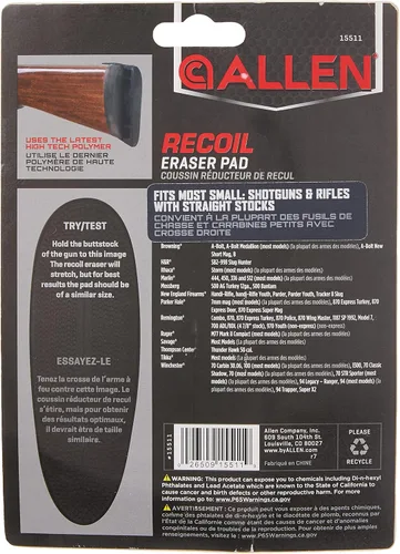 Vista 6 de Allen Company Recoil Eraser - Almohadilla de Retroceso Deslizante para Tiro - Accesorios para Escopeta y Rifle - Negro - Pequeño/Mediano