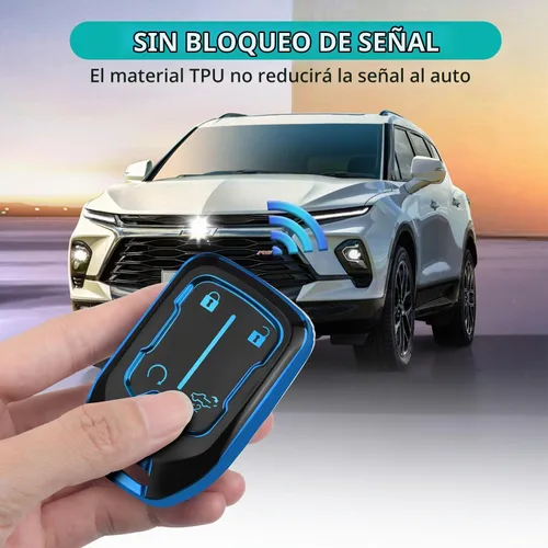 Vista 3 de MILD EAST for GMC Key Fob Cover 5 Button with Keychain(Black/Blue)