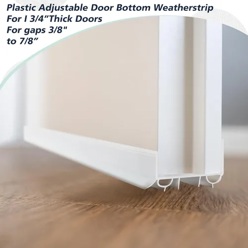 Vista 3 de Lineshading 2 juegos de barrido de puerta de plástico PVC de 1 3/4 x 36 pulgadas, tira de sellado de puerta exterior inferior para burletes
