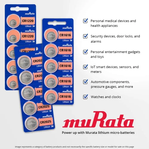 Vista 3 de Murata Batería CR2025 DL2025 ECR2025 3V Litio Moneda Celda (15 Baterías)