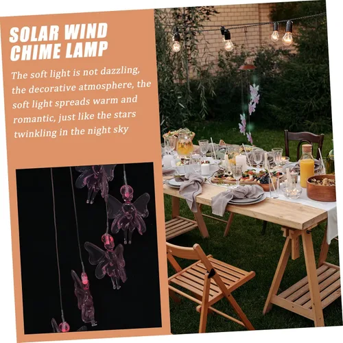 Vista 5 de Yardwe Campana de viento solar luces decorativas solares exteriores luces solares patio trasero colgante decoración escultura decoración al aire