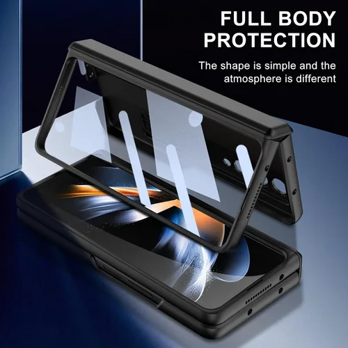 Vista 8 de Funda protectora para Samsung Galaxy Z Fold 4 con soporte de policarbonato magnético todo incluido a prueba de golpes para Z Fold 4 5G (negro)