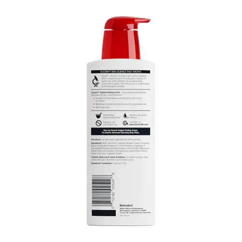 Vista 3 de Eucerin Original Healing Rich Loción corporal para piel extremadamente seca y comprometida, humectante corporal enriquecido con emolientes, botella