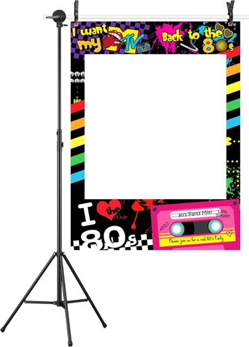 Vista 3 de Marco de cabina de fotos I Love 80, accesorios para cabina de fotos no precortados para un fácil montaje por uno mismo, 23 x 17 pulgadas