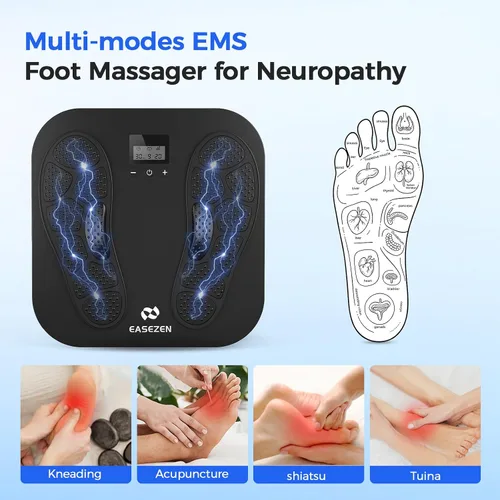 Vista 4 de EaseZen Masajeador de pies para neuropatía, estimulador de pies TENS EMS recargable con 10 modos, 20 intensidades, estimulador de circulación