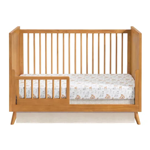 Vista 3 de Oxford Baby Dawson - Kit de conversión de riel de protección de cuna a cama infantil, marrón miel, certificado Green Guard Gold