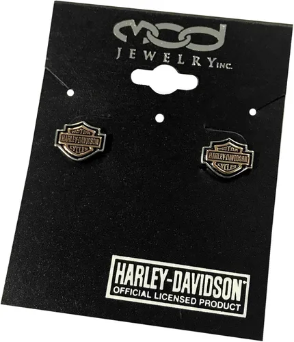 Vista 3 de Harley-Davidson Women's Copper Bar & Shield Cameo Post Earrings HDE0261