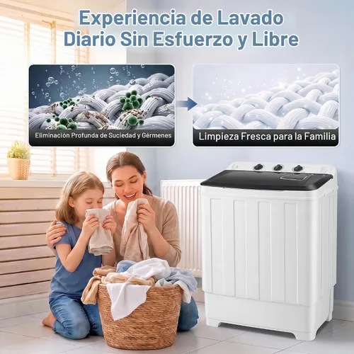 Vista 8 de Nictemaw - Lavadora portátil y secadora combinada de 30 libras, lavadora compacta de doble tina (19 libras) y centrifugado (11 libras) 2 en 1