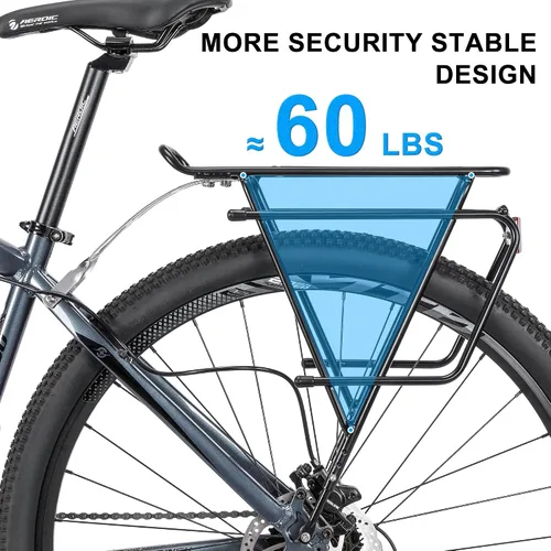 Vista 3 de CXWXC Portaequipajes trasero para bicicleta - Portaequipajes de carga para bicicleta para montaje de freno de disco/freno sin disco - Portaequipajes
