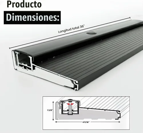 Vista 2 de KC Hardware Umbral de aluminio ajustable negro, ancho corto, diseño
