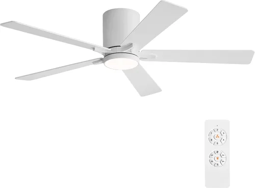 Vista 12 de WINGBO Ventilador de techo de montaje empotrado CC de 48 pulgadas con luces, motor CC reversible de 6 velocidades, 3CCT, ventilador de techo