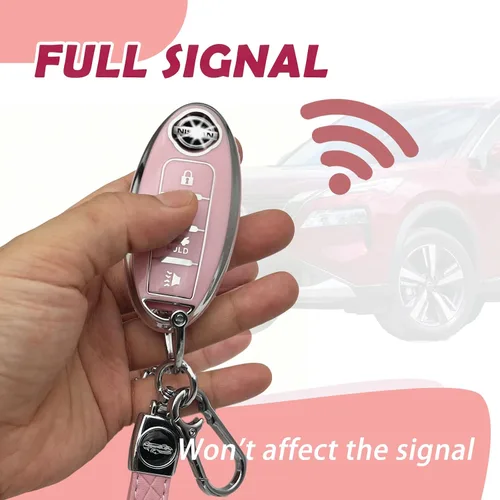 Vista 5 de Joilery Funda para llavero para Nissan Rogue Altima Accesorios, Compatible con llave de 4 botones, Carcasa protectora de TPU para Sentra, Murano