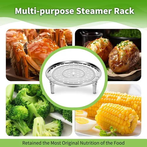 Vista 4 de Estante de vapor para cocinar, estante de vapor de acero inoxidable, bandeja de vapor con patas extraíbles para olla a presión instantánea, cesta