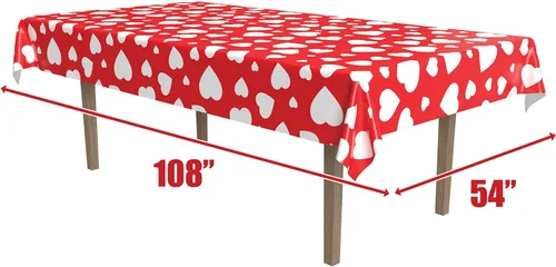Vista 2 de Beistle Mantel con forma de corazón, 54 x 108 pulgadas, 1 paquete, rojo/blanco