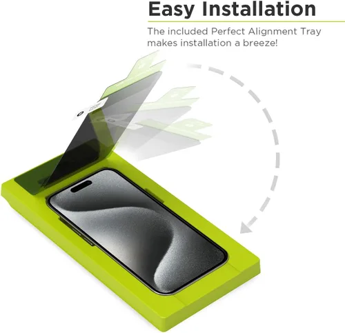 Vista 3 de PureGear Protector de pantalla de vidrio templado de privacidad de 2 vías compatible con Apple iPhone 15 Pro (2023) de 6.1 pulgadas, cobertura