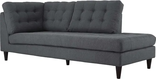 Vista 44 de Sofá esquinero Modway Empress, estilo de mediados de siglo, tapizado de tela en avena, Tela, Celeste